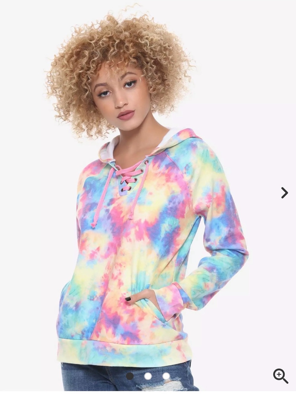 Hot Topic Women’s Tie-Dye Lace-Up Pullover Hoodie - Multi Color Size Medium